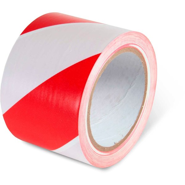 Global Industrial Striped Hazard Warning Tape, 3W x 108'L, 5 Mil, Red/White, 1 Roll 670652RW